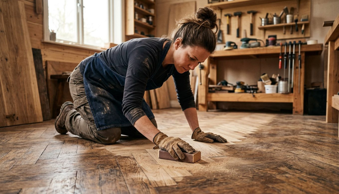 Ponçage minutieux : l’étape secrète pour révéler le vrai caractère d’un parquet